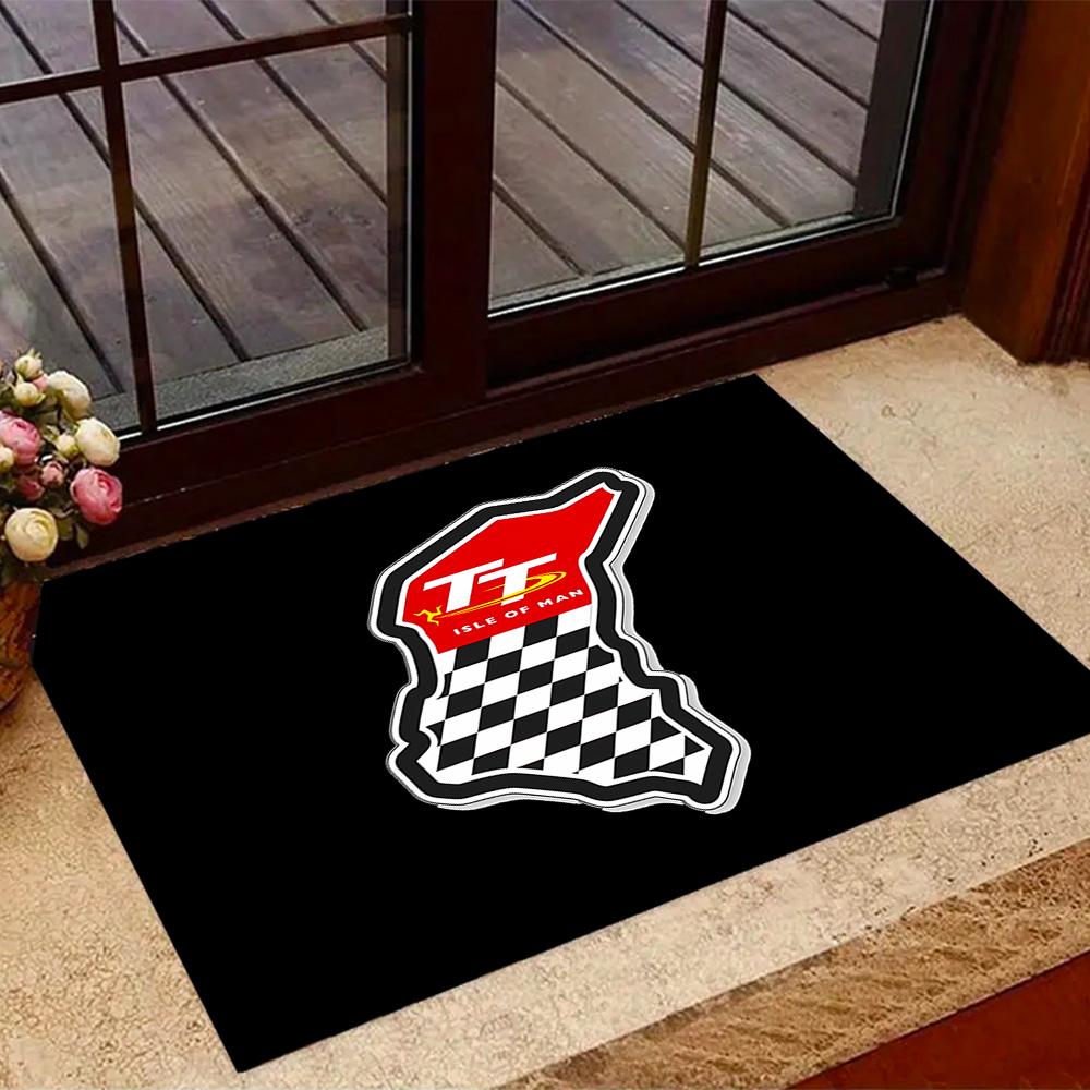 Isle Of Man Tt Course Map Themed Anti-Slip Rugs - Polyester Home Decor, Suitable for Bedrooms, Living Rooms, Doorways, Studios, and Decorations
