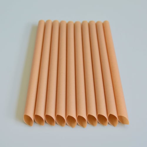 Biodegradable Sugarcane Straws, 210mm Long, 12mm Diameter, Individually Wrapped in Paper, Single End, Pack of 50, for Tapioca and Shakes