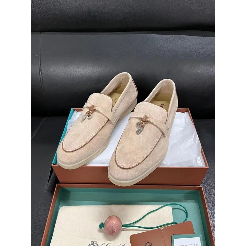 2025Dingpeng Women's Casual Slippers British Style One Step Lazy Shoes Flat Bottom Fleece Embellished Pendants Leisure Shoes