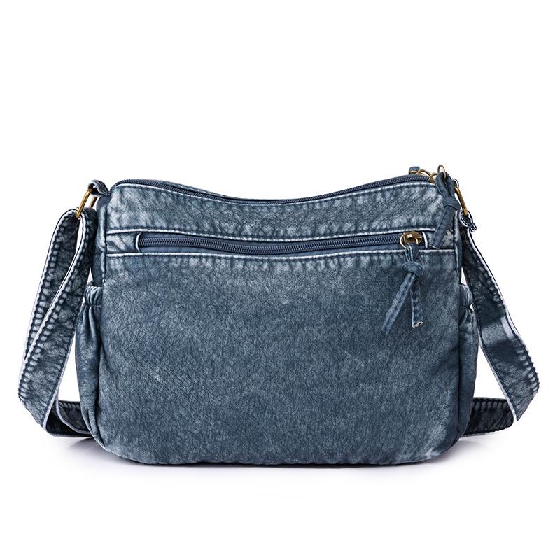 Large Capacity Soft Leather Cross-border Women's Shoulder Tote Bag for Middle-aged Women, with Washed Leather Finish.
