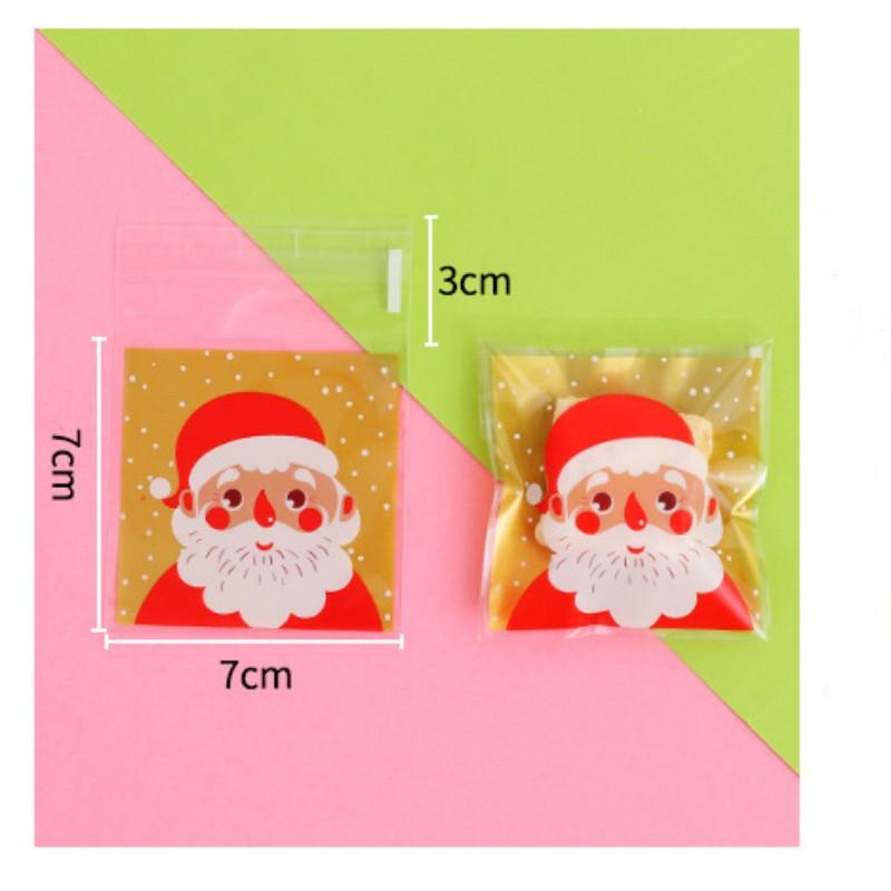 100PCS Christmas Candy Bags Carton Santa/Snowman/Deer Cookie Packaging Bags For Navidad DIY Snack Baking Packaging Supplies