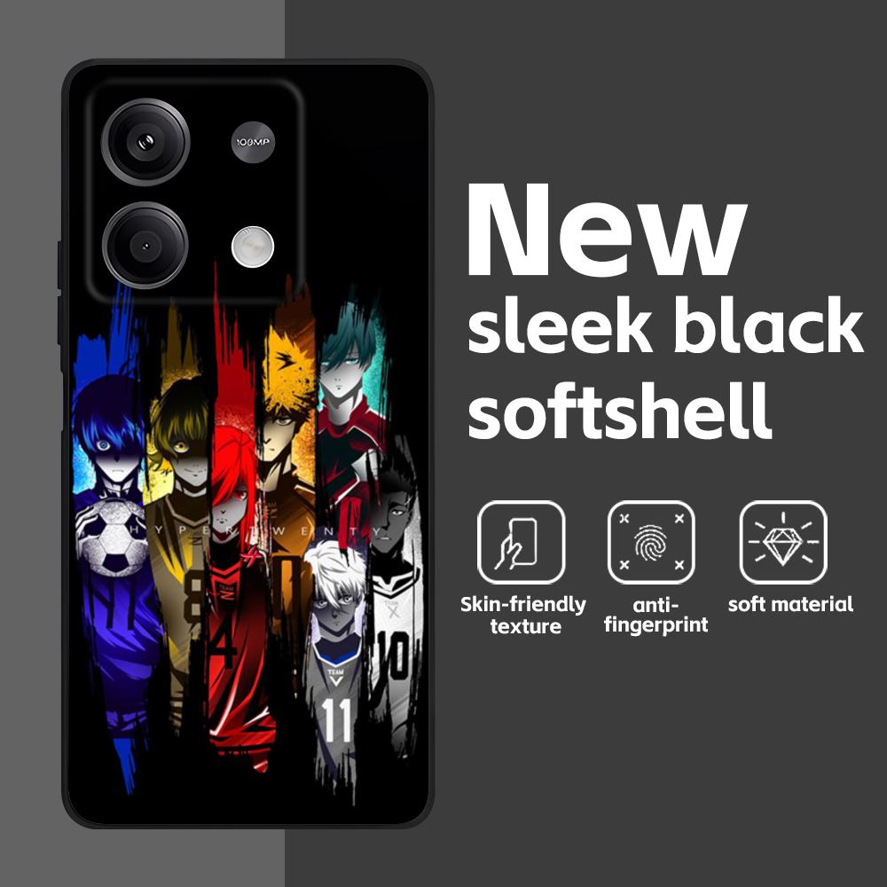 Anime B-Blue L-Lock Pfp Phone Case For Redmi Note 14 13 12 11 Pro Plus S 5G 14C A3 Soft Black Phone Cover