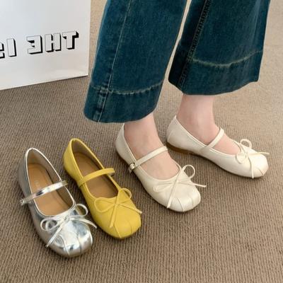 Mode 2025Designer Frühling Damen Jane Schuhe Mode Eckige Zehenpartie Komfort Weiche Sohle Ballerinas Komfort Ballerinas Schuhe