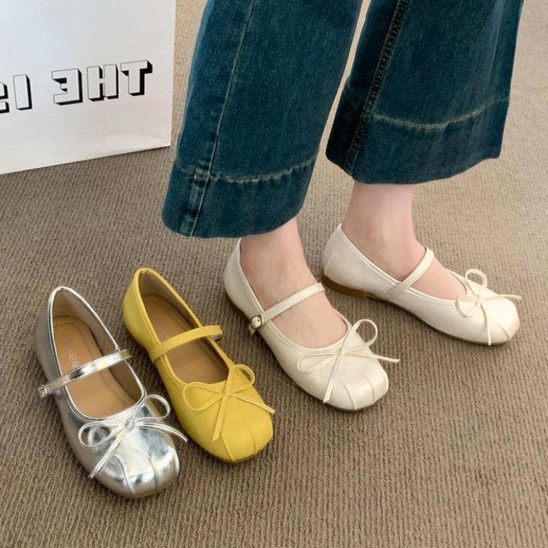 Fashion 2025Designer Spring Women Jane Shoes Fashion Square ToeComfort Soft Sole Flats Comfort Ballerinas Shoes
