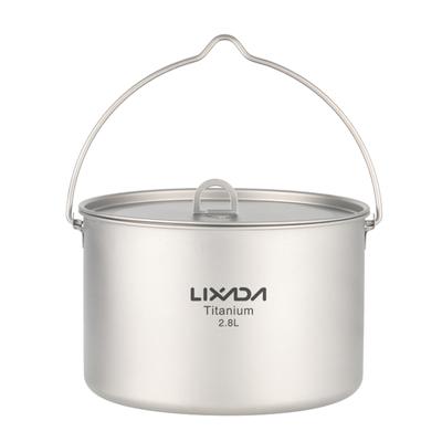 Lixada 2.8L Titanium Pot Ultralight Portable Hanging Pot with Lid Outdoor Camping Hiking Backpacking