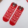 Women's Mid-Calf Cartoon Striped Socks with 3D Ears - Christmas Style