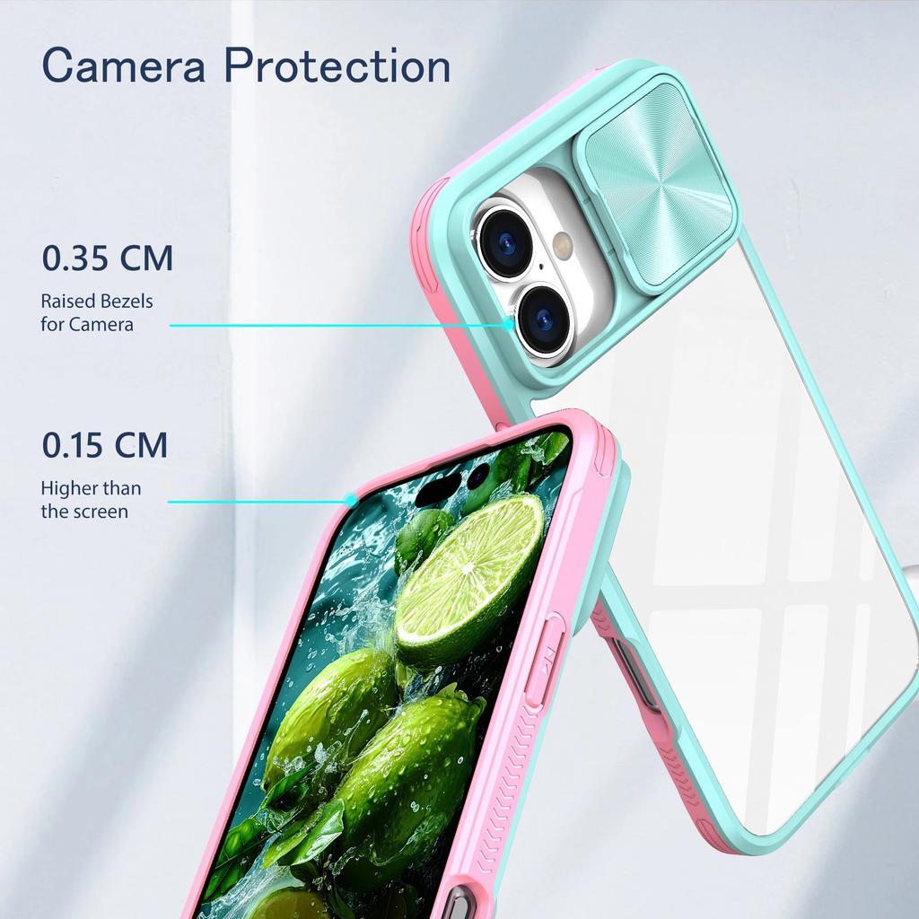 Luxury Crystal Clear Slide Camera Protection Case for IPhone 16 Pro Max 15 14 13 Plus Mini Acrylic Hard Transparent Back Cover