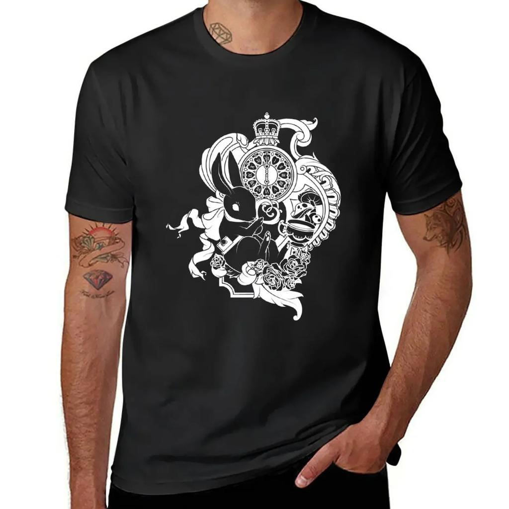 White Rabbit In White T-Shirt Plain Customs Design Your Own T Shirt for Men