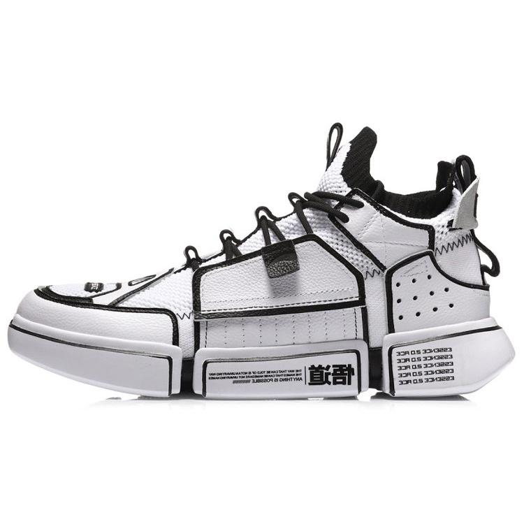 

Новые прочные дышащие кроссовки LiNing средней высоты в винтажном стиле для мужчин, бело-черные AGBN069-1 39