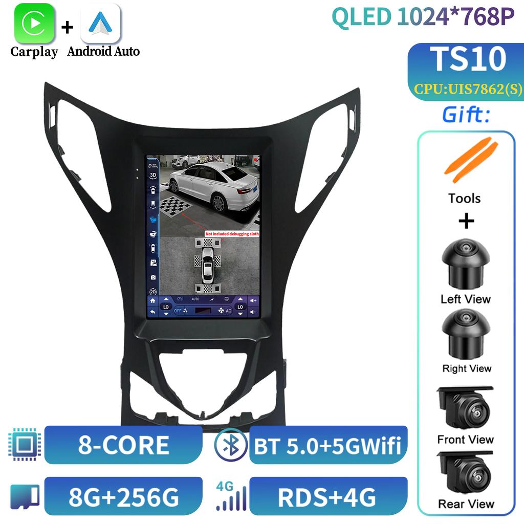9.7" Android 14 For Hyundai Azera 2011-2012 Car Radio Multimedia Central  Navigation 4G GPS Carplay Android Auto Carplay Screen