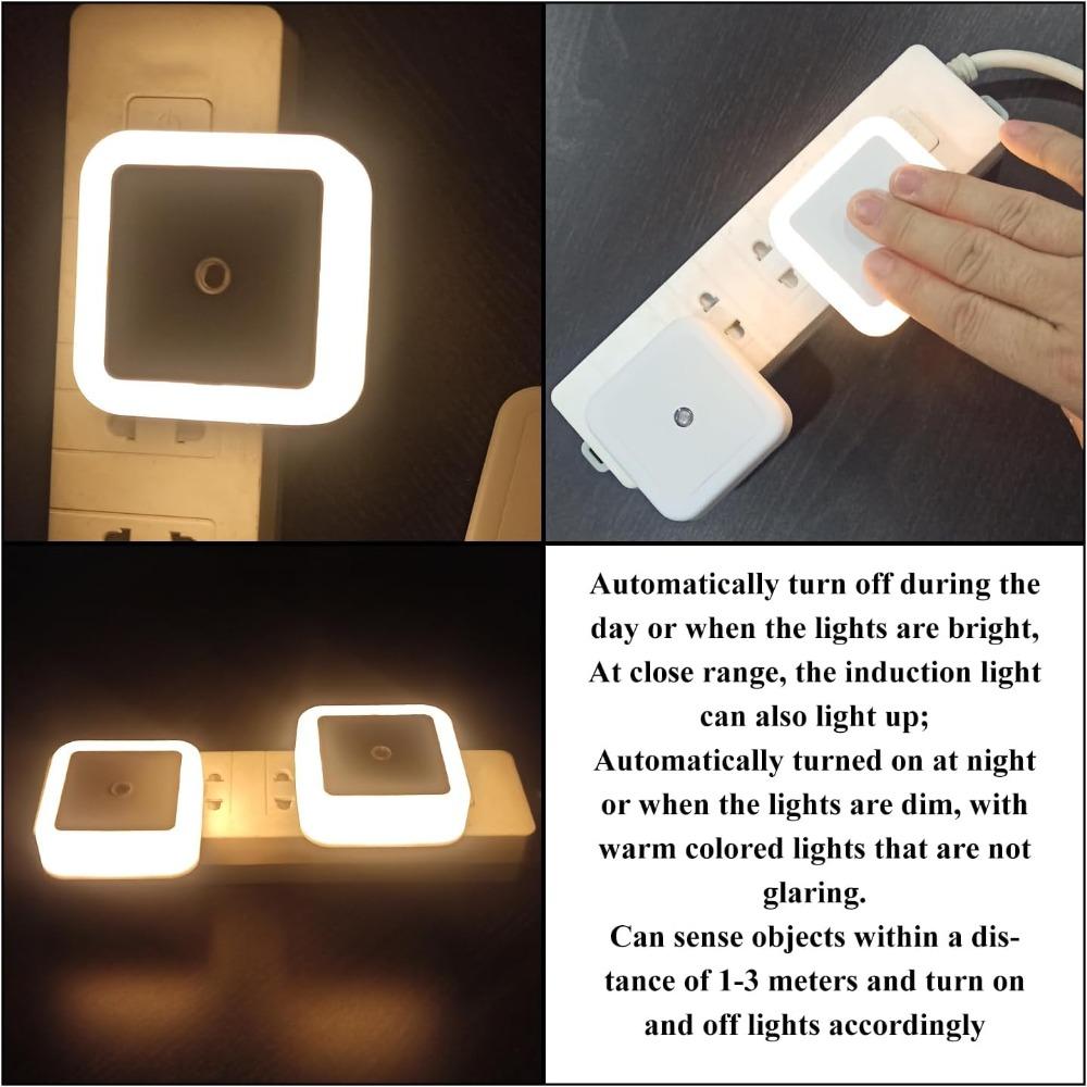 Plug-in Night Light, Bathroom Shaver Light, LED Bed Lights with Auto Dusk-to-Dawn Sensor for Bedroom Kitchen Hallway White 4Pcs