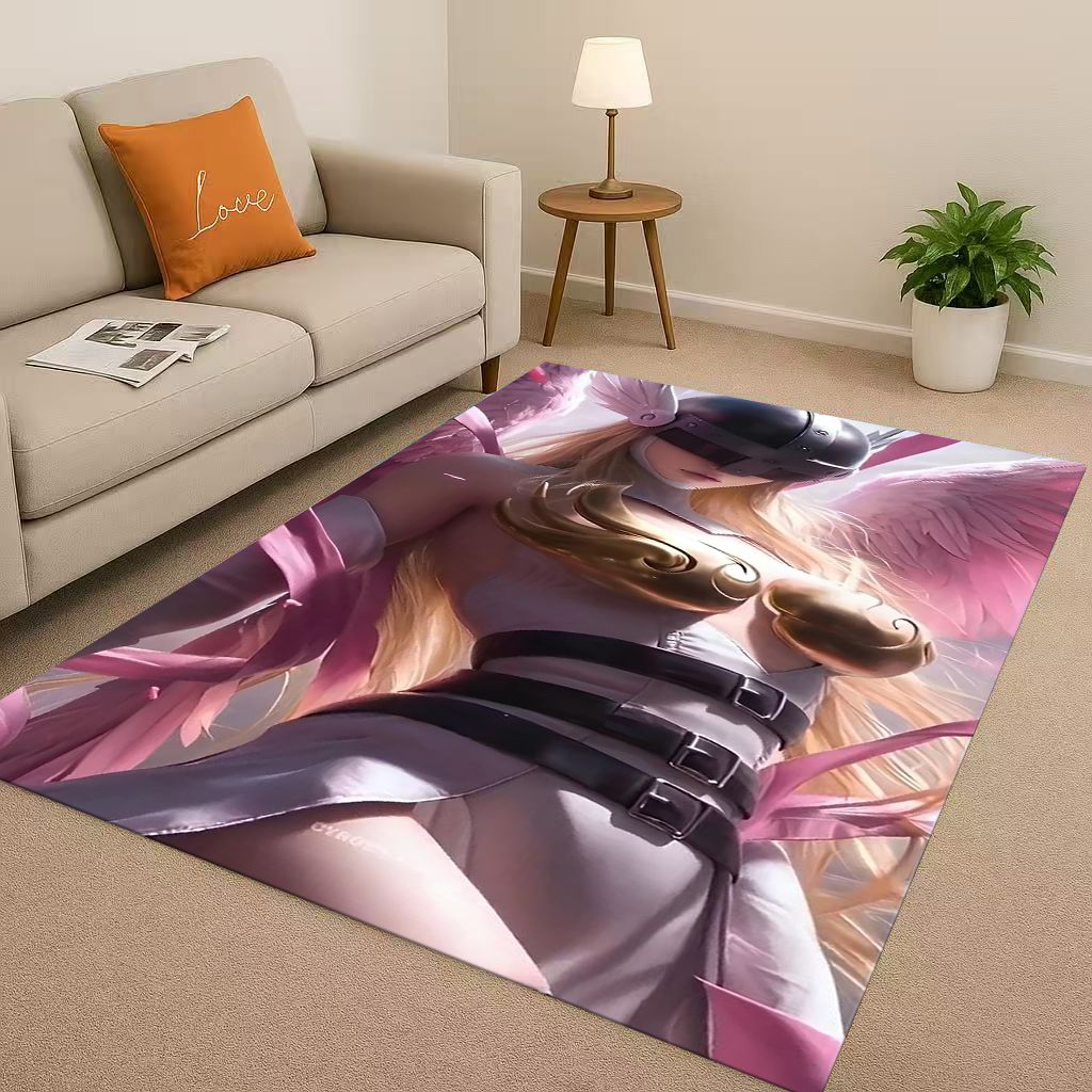 Angewomon Cartoon Digimon Adventure Living Room Non Slip Area Rug Soft Carpet for Bedroom Sofa,Easy Clean Home Doormat Playmat