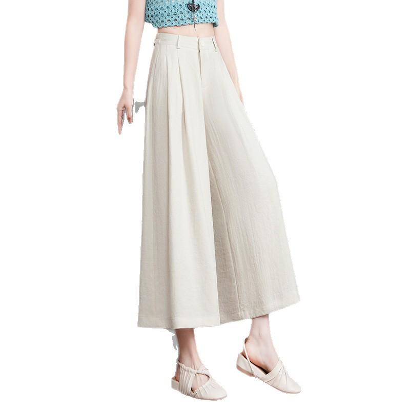 Fashion and Thin and Drape Casual Nine-point Wide-leg Pants Women's 1116 Summer Thin High-waisted Versatile Loose Straight-leg Pants