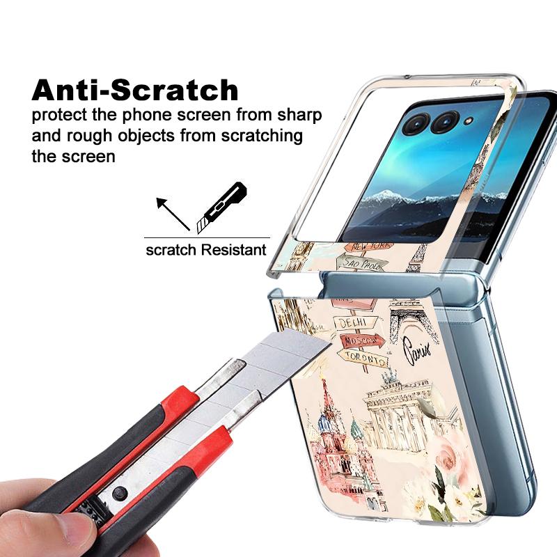 Building Mountain Pattern Phone Case For Motorola Razr 60 Ultra Razr 50 40 Ultra 60 50 40 Clear Shockproof Hard PC Folding Cover