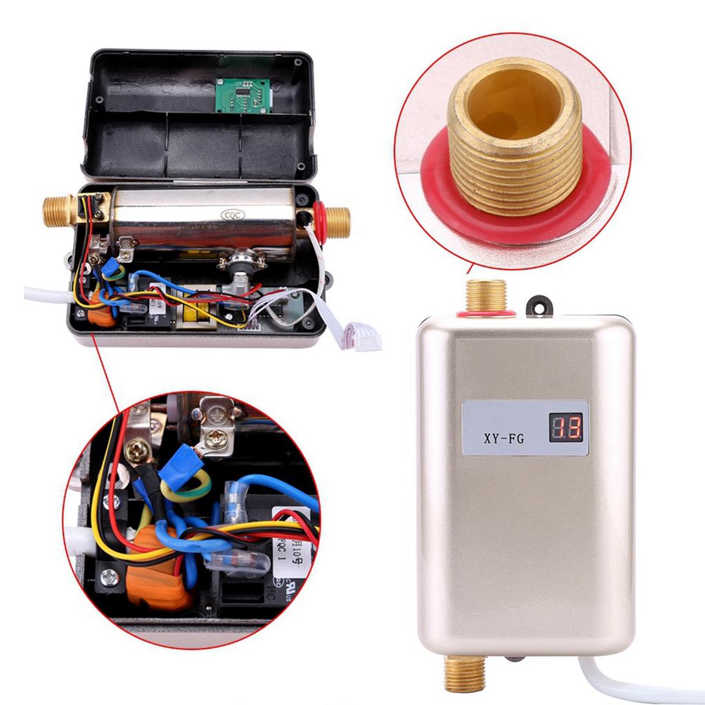 3800W Mini Electric Tankless Instant Hot Water Heater Bathroom Kitchen Washing Golden