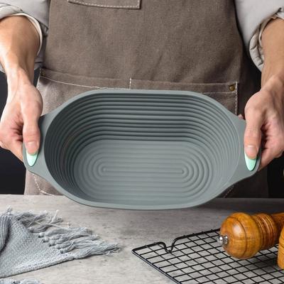 Food Grade Silicone Dough Fermentation Bowl Nonstick Surface Foldable Silicone Bread Basket Non-slip Handle Easy Release