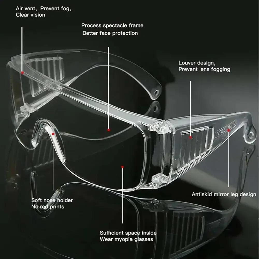 1Pcs Transparent Safety Goggles Protective Safety Glasses Anit-Splash Dust-Proof Sand Work Lab Eyewear Spectacles Protection