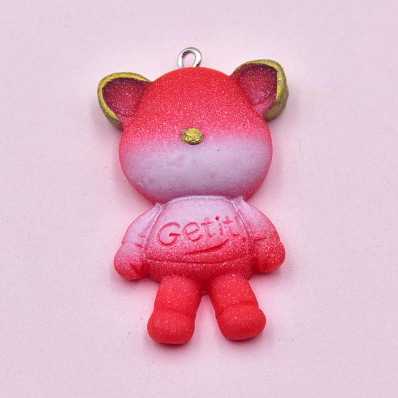 Gradient Resin Bear Pendant Charm - Cartoon Brown Bear Jewelry Accessory
