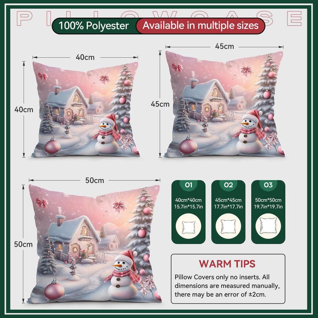 45X45Cm Countryside Christmas Theme Pillowcase Bedroom Cushion Cover 100% Polyester Living Room Cushion Pillowcase Home Decor