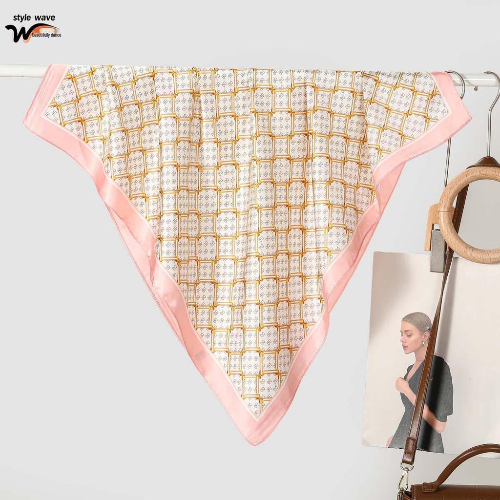 Spring/Summer Korean-Style Printed Silk-Like Scarf: Fashionable, Versatile, Hot-Selling Neck Accessory for Women.