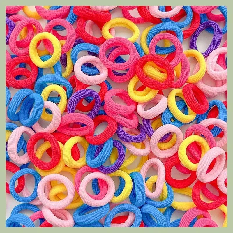 100/300PCS Basic Nylon Ealstic Hair Ties for Girls Colorful Hair Band Ponytail Holder Scrunchie Rubber Band Kid Hair Accessories