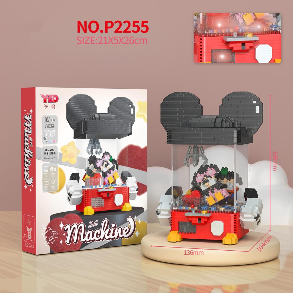 Mickey Mouse Doll Machine Micro Building Blocks Disney Cute StellaLou LinaBell Pink Fox Diamon Mini Brick Toys For Kids Gift