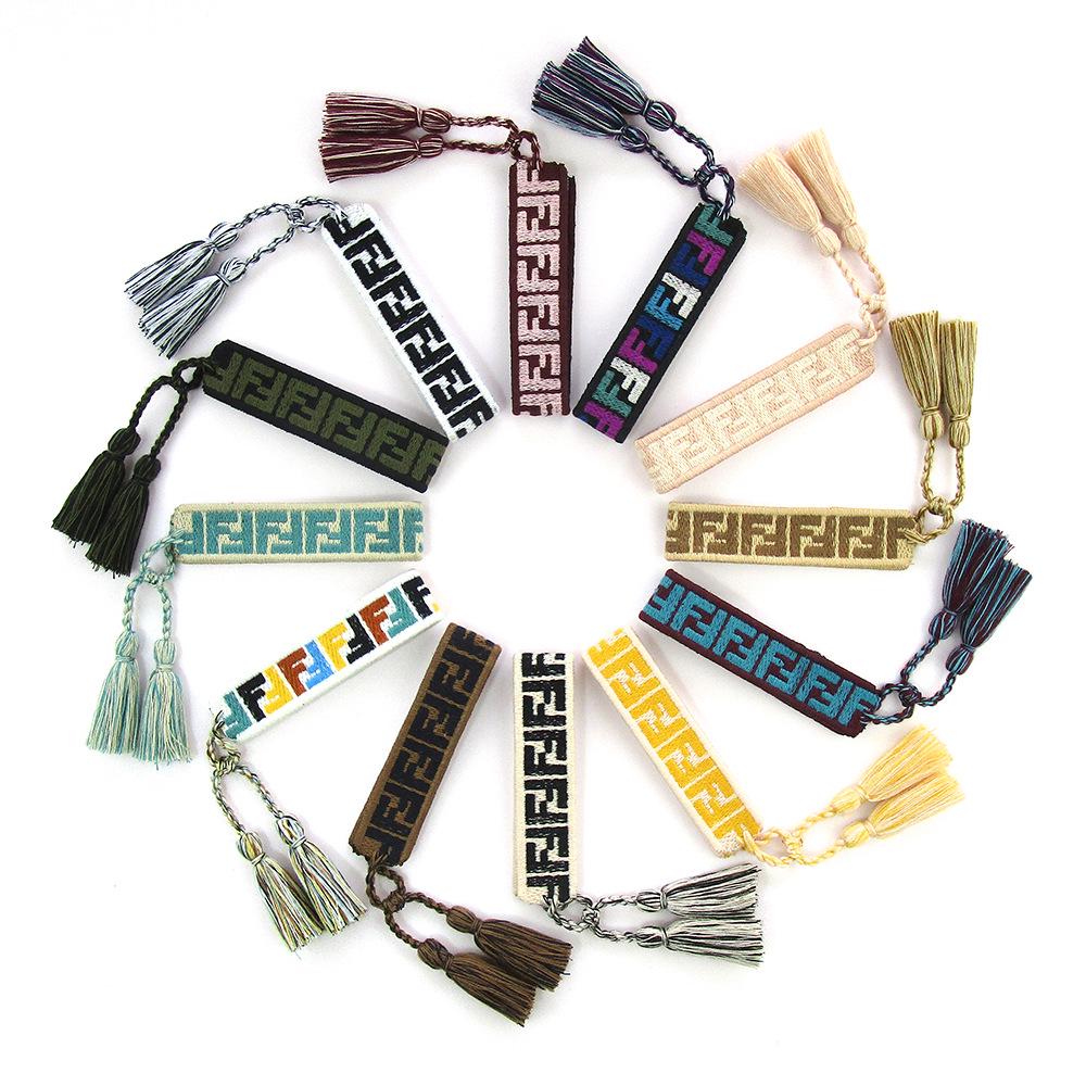 Custom Bohemian Embroidered Bracelet with Tassel and Woven Rope - Handmade Jewelry for Couples and Women