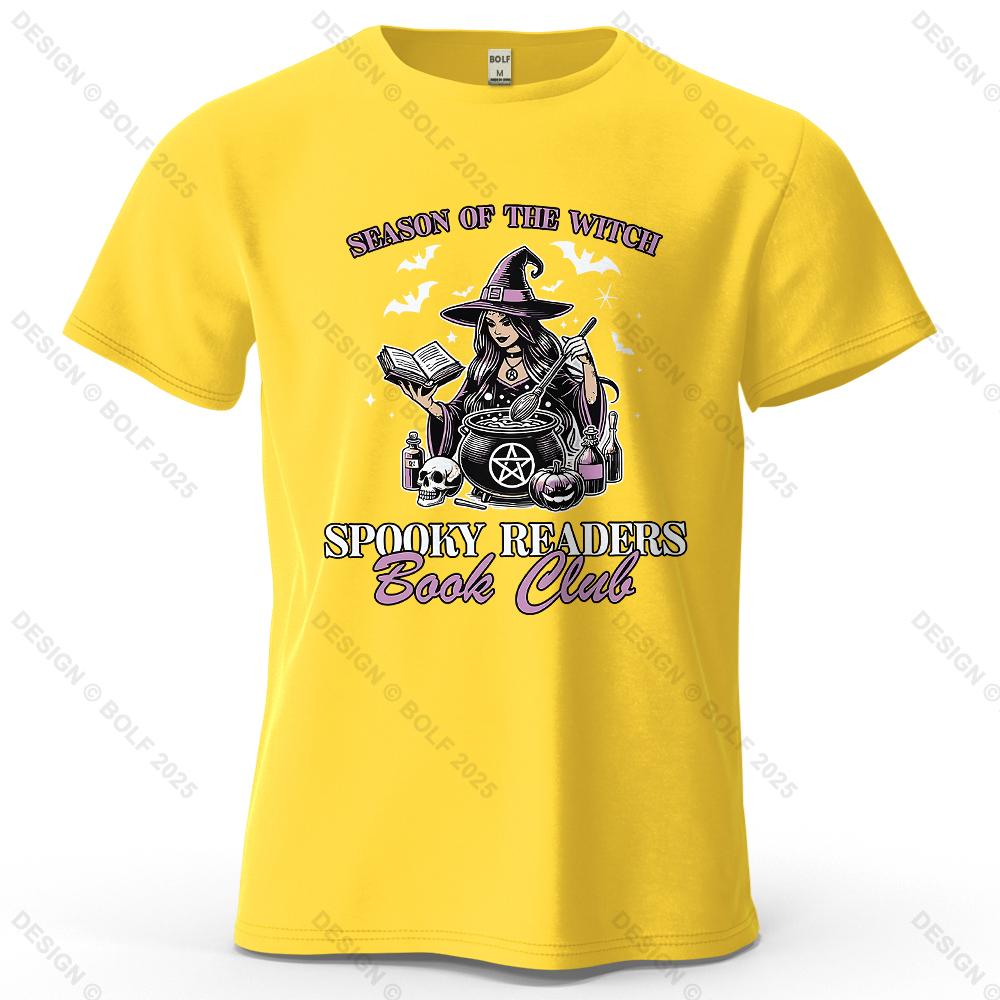 Witchy Book Club Printed Men's T-Shirt 100% Cotton Oversized Mysterious Unique Graphic Tees for Women Tops Tees Reading