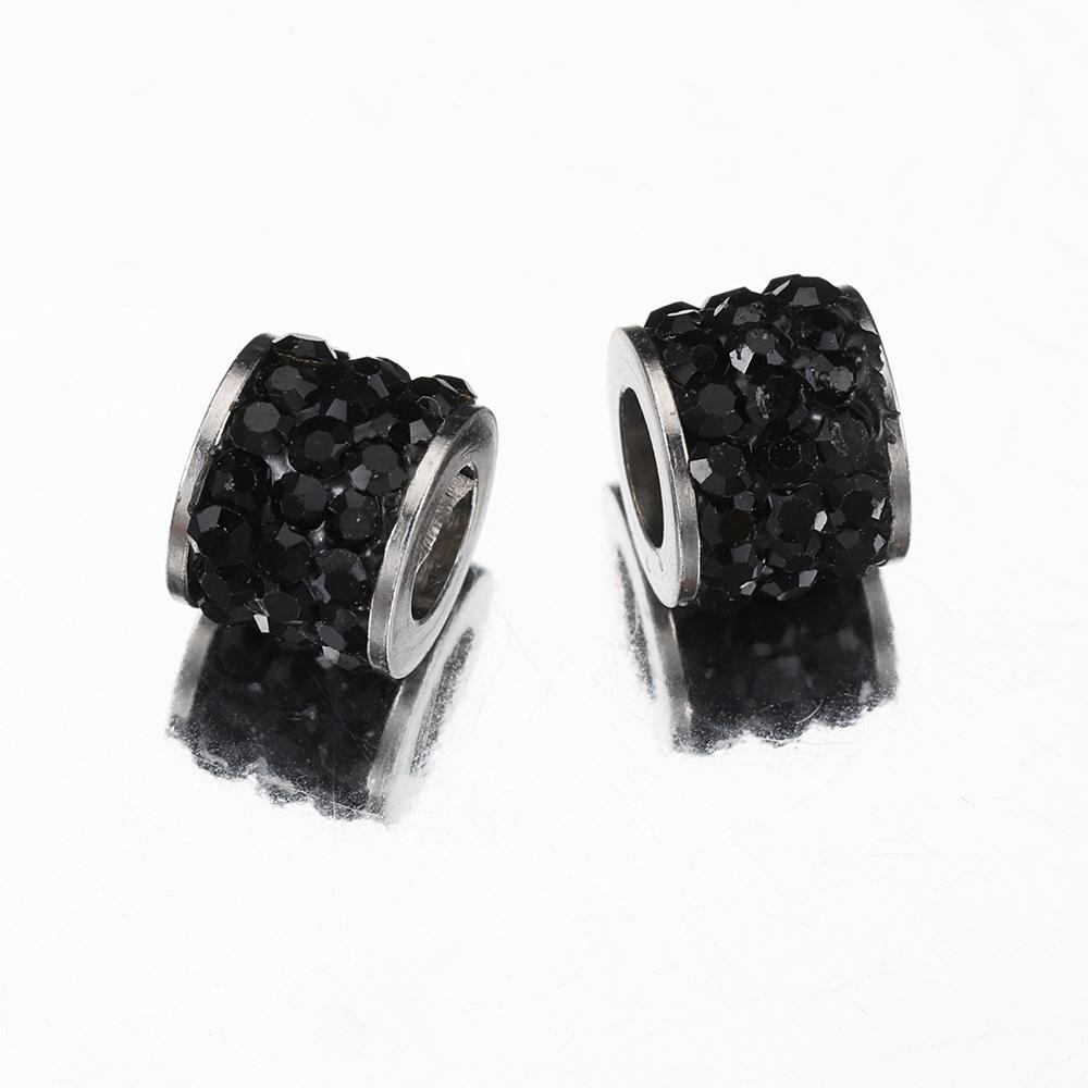 10pcs Mix Colorful Rhinestone Beads Stainless Steel Crystal Spacer Loose Beads Charms for Jewelry Making DIY Bracelet Necklace
