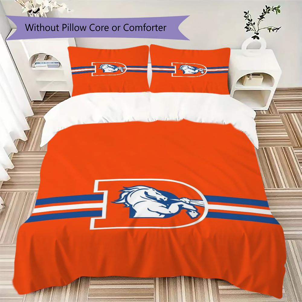 Denver Broncos Pattern Bedding uilt Set uilt Cover Pillowcase Home Decoration Birthday Gift (1*duvet cover + 2*pillowcase without core)