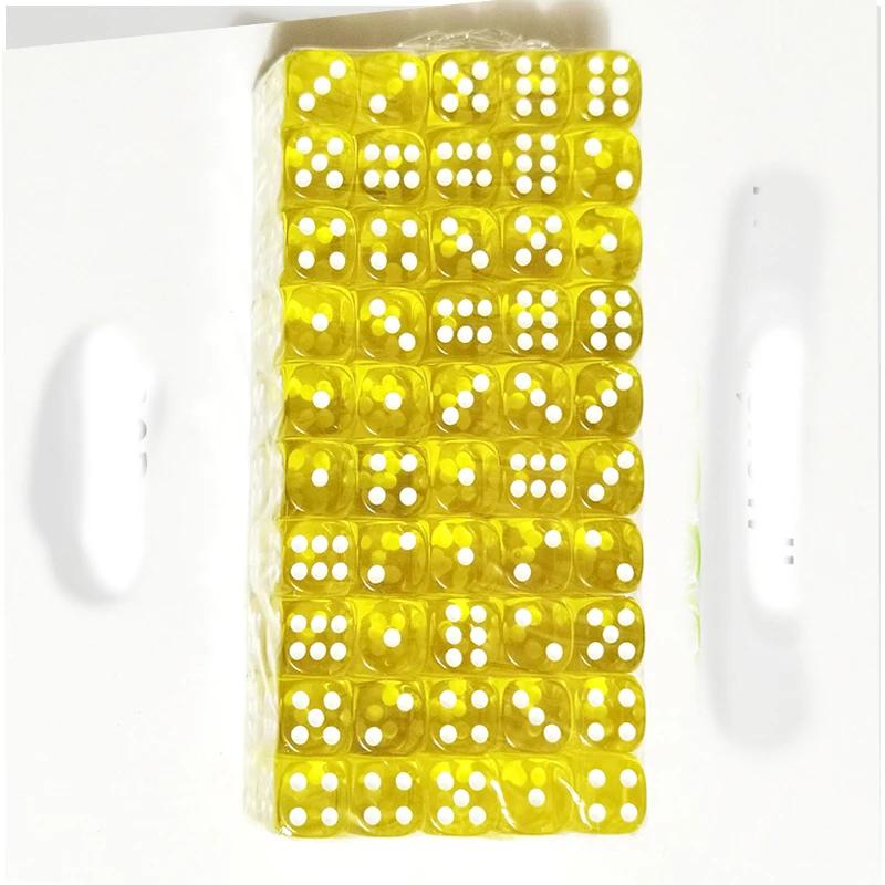 Ensemble de 100 pièces Dés D6 12 mm Multicolore Transparent Acrylique Transparent Bords Arrondis Pour Jeux de Société RPG DND et Fêtes