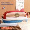 Creative Oxford Cloth Pencil Case With Transparent Color Block For Students And Office Use
