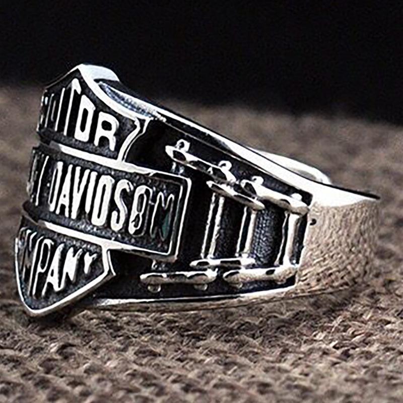S925 Sterling Silver Ring Living Mouth Men's Wide Version Thai Silver Alphabet Opening Ring Hip Hop Punk Boutique Jewelry Gift