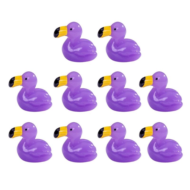 

Pack of 10 Small Flamingo Duck Figurines Colorful Resins Miniature Figures Toy for Garden Landscape and Fishtank Decors 1