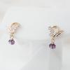 Kotobuki Jewelry February Birthstone Amethyst Angel of Happiness Earrings in 14K Gold and White Gold Set with Polishing (Gift Cloth)