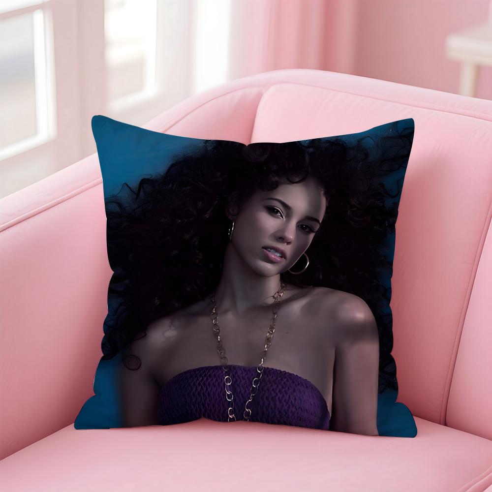 Alicia K-Keys Singer Cushion Cover Comfortable Reversible Pillow Cover Ideal For Car Sofa Bedroom & Beyond