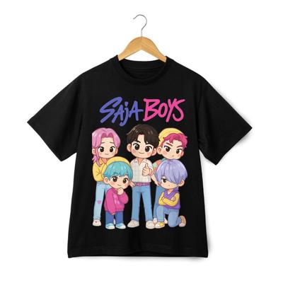 Saja Boys Chibi Graphic T-shirt – Cute Cartoon K-pop Streetwear Unisex Tee