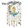 Stained Glass Acrylic Ornament Ocean-Themed Wind Chime Decoration, Animal Hanging Sun Catcher with Faux Crystal Drops, Beach House Wall Ornaments for