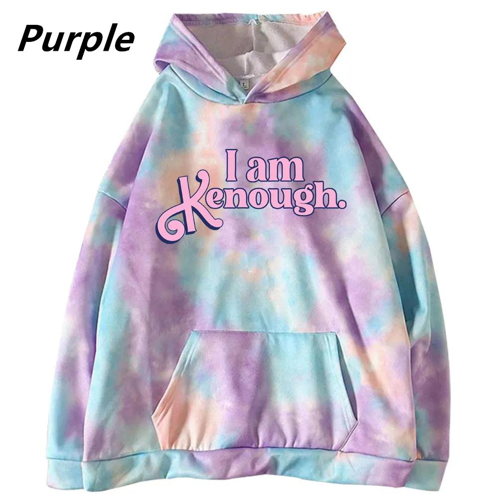 

I Am Ken Enough Толстовки Tie Dye Letter Printed I Am Kenough Світшоти Повсякденні топи з довгими рукавами для чоловіків і жінок XXXXL фіолетовий