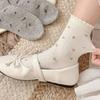 Floral White Pure Cotton Mid-Calf Lace Ruffle Socks - Trendy, Cute, Lightweight, for Spring & Autumn