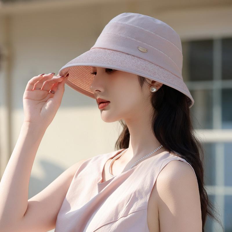 

Summer new hat women s premium sense bucket hat summer outdoor sun protection hat raffia sun hat Average size