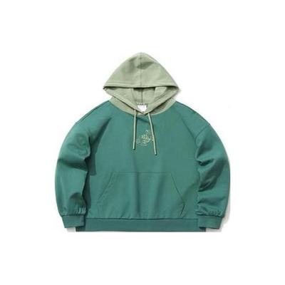 Li Ning X Disney Collaboration Solid Color Loose Fit Spliced Pullover Regular Long Sleeve Hoodie Women Hoodies Green AWDR138-2