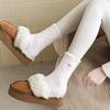 Women Fuzzy Socks Cute Embroidered Bow Knot Thick Socks Fluffy Warm Cozy Socks for Girls Winter Home Indoor Lounging Sleeping