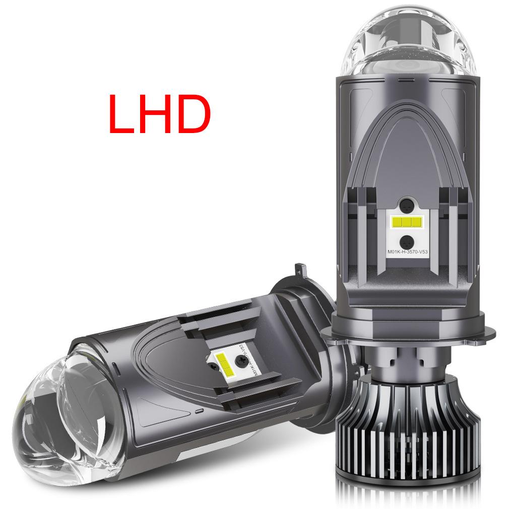 2Pcs High Power Double Mini Lens H4 LED Headlight Bulbs Projector Head Lamp High/Low Beam 100W 60000LM 3 Chips, 2 for High Beam