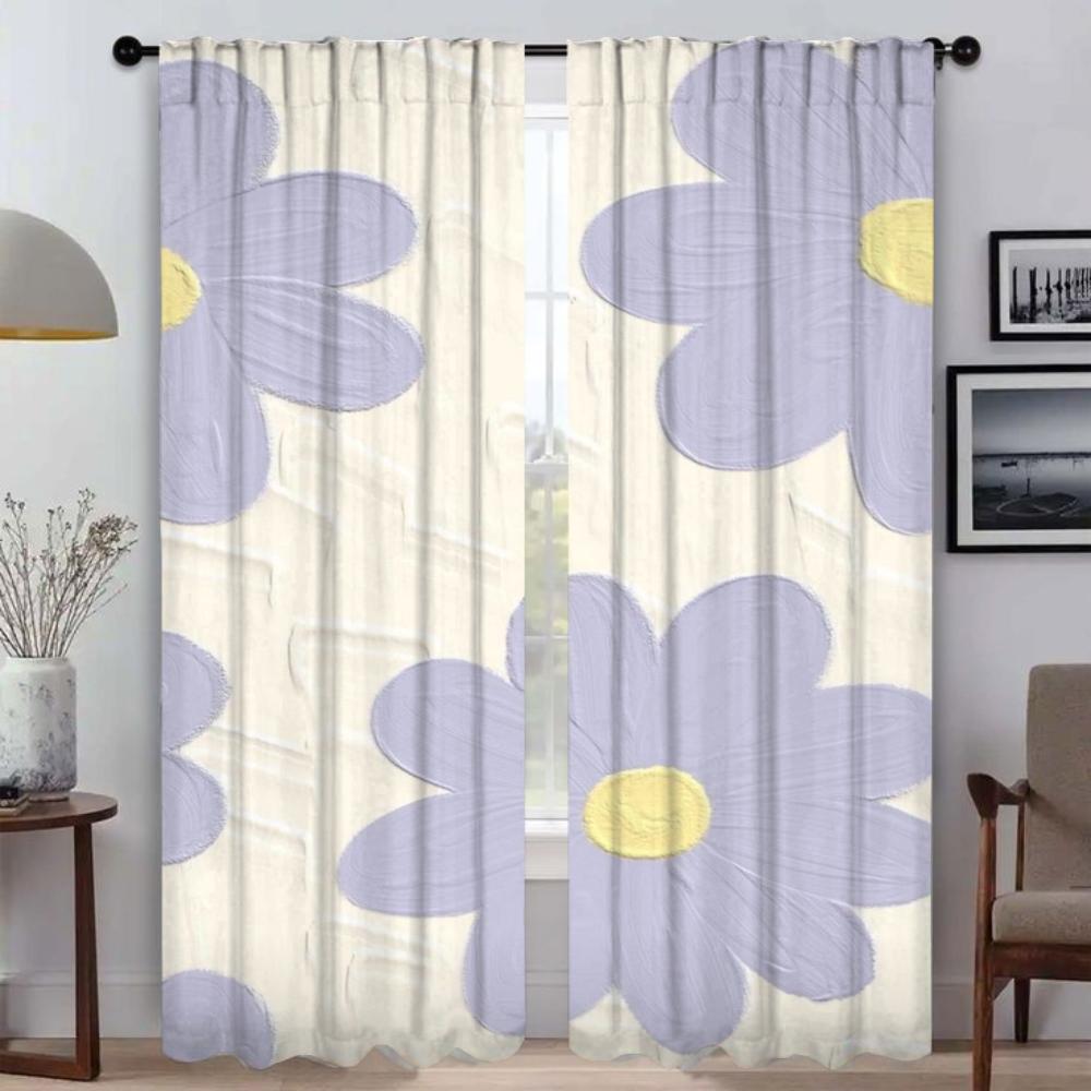 A Lot of Flowers Tulle for Bedroom Partition Curtains Child Room Window Curtain Shades Home Interior Curtains 2 Pieces Blinds