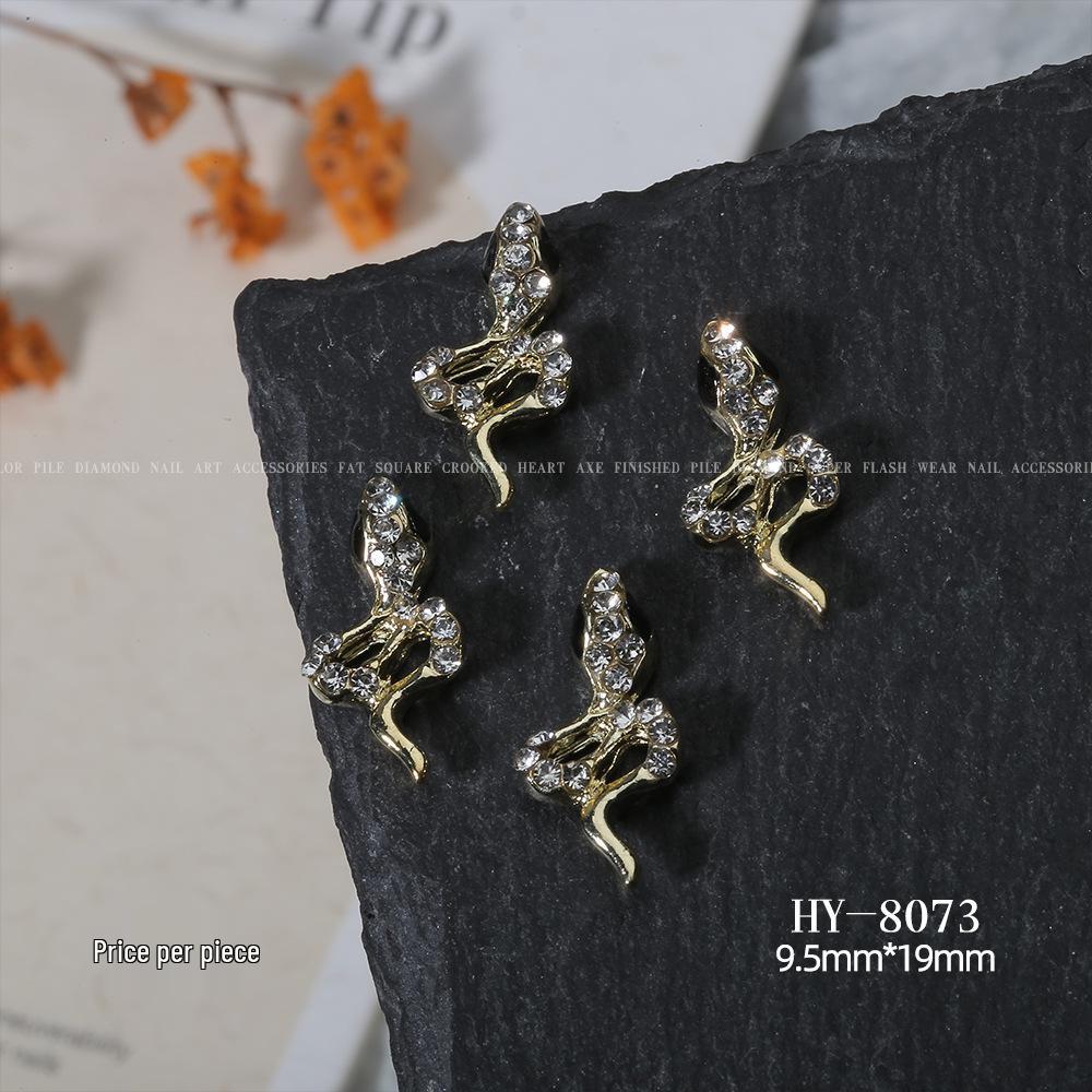 Shiny Rhinestone Snake-Shaped 3D Nail Art Accessories