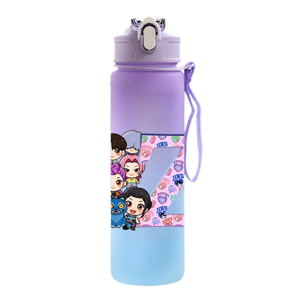 

750Ml Water Bottle 26 English Letter K-Pop Demon Hunters Printed Large Capacity Drinking Cup Portable Outdoor Sports Water Cup Children Kid Gift