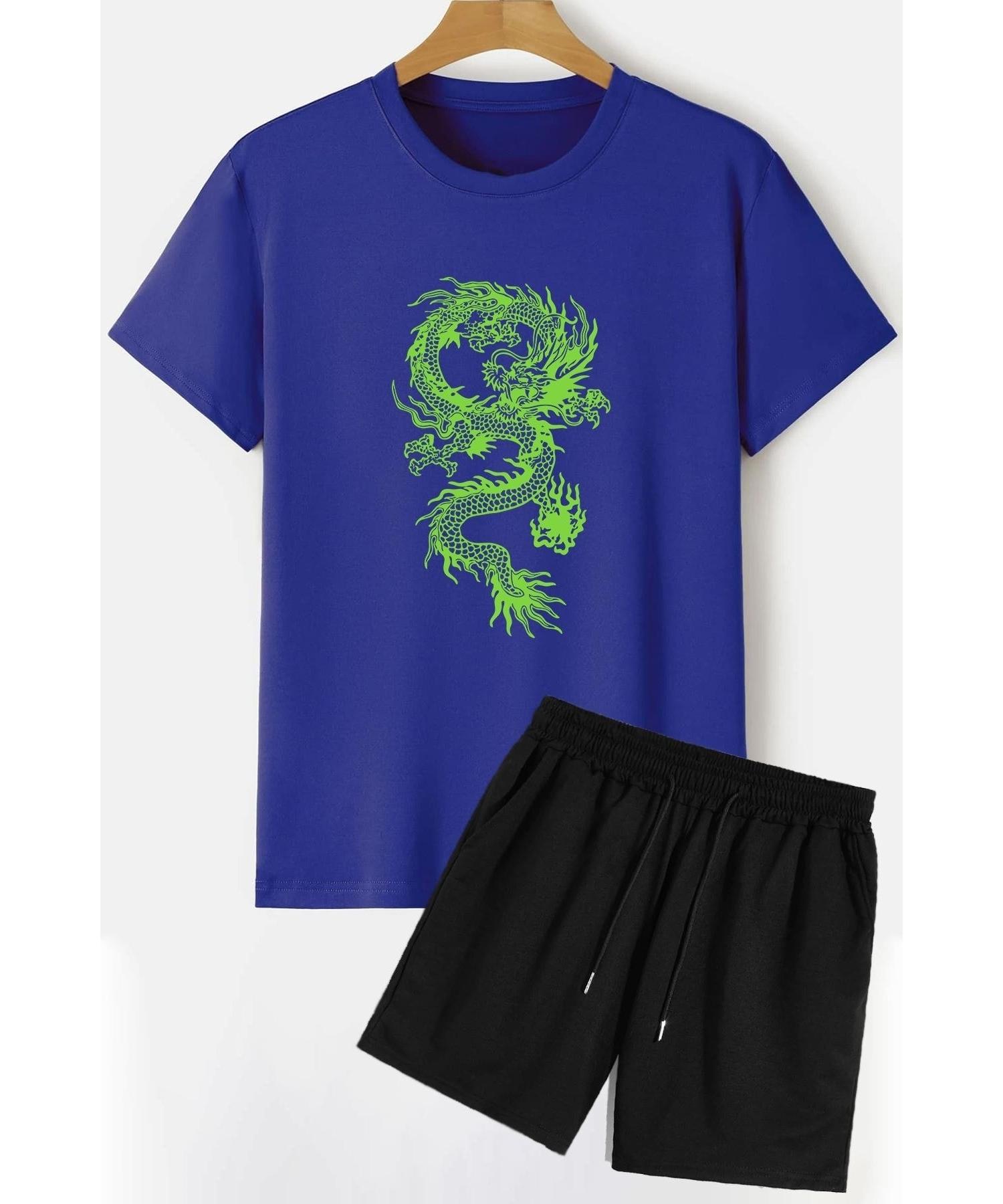 

Спортивный костюм с футболками и шортами унисекс с изображением дракона