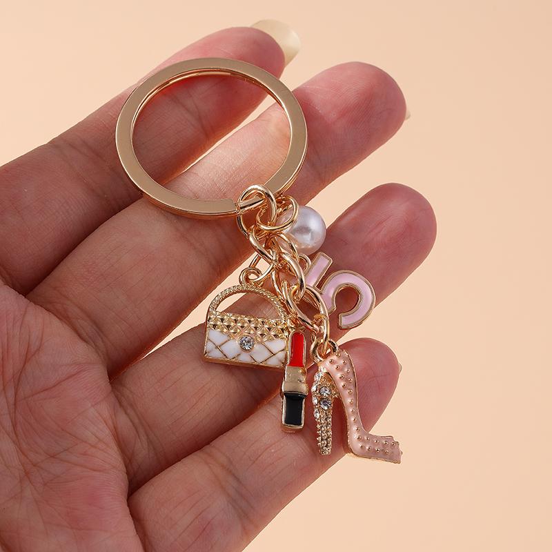 New Enamel Women Girls Mini Higheel Handbag Keychain Lipstick Key Rings Pendant for Key Holder Handbag Decor DIY Jewelry Gifts