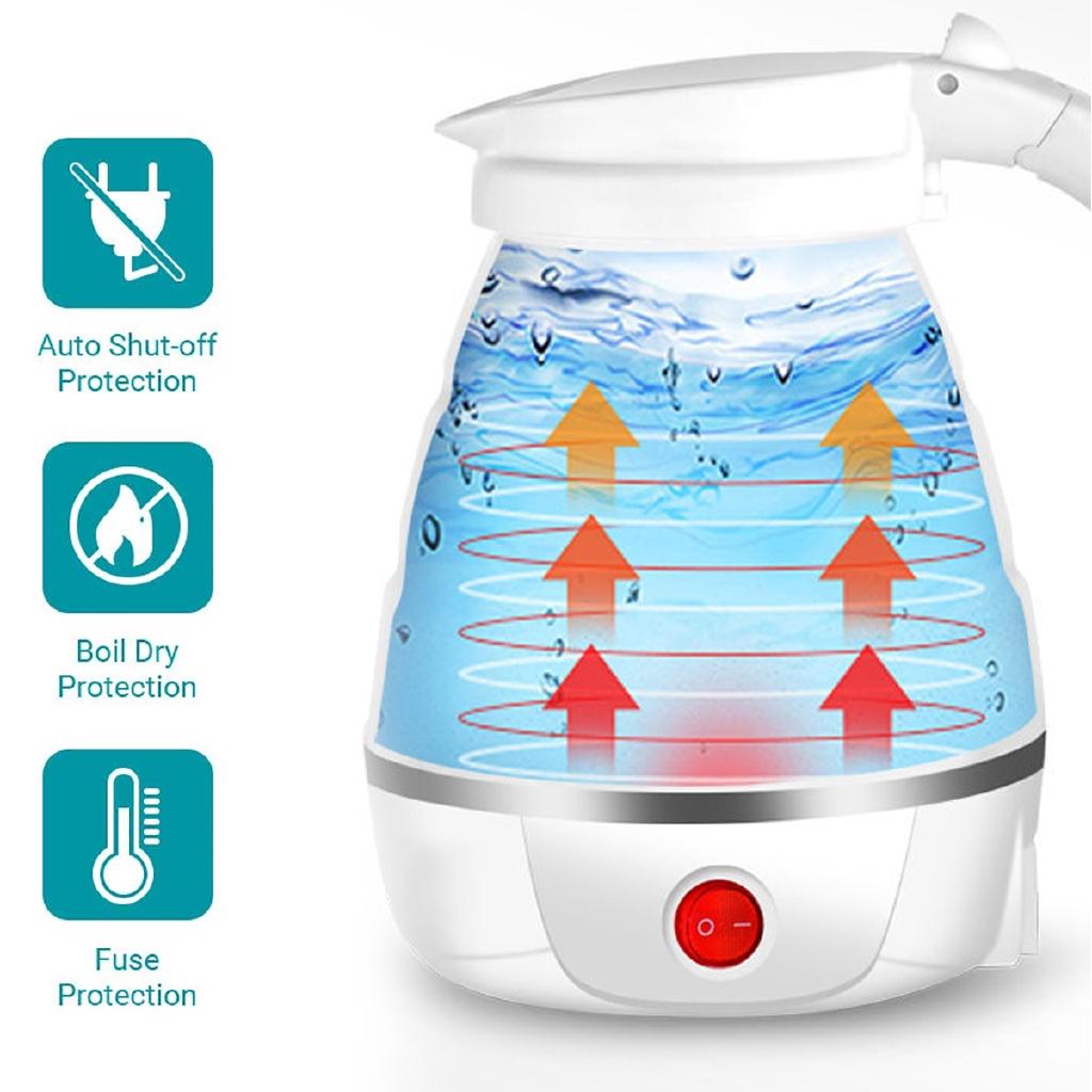 680W Electric Kettle Silicone Travel 600ml Mini Foldable Electric Kettles Portable Water Boiler Collapsible Camping 220V